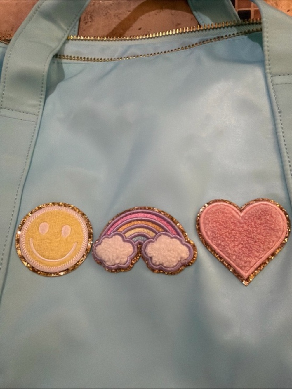 NEW Stoney Clover Lane Mini Duffle Bag Cotton Candy PatcheS RAINBOW HEART Sun 🍭